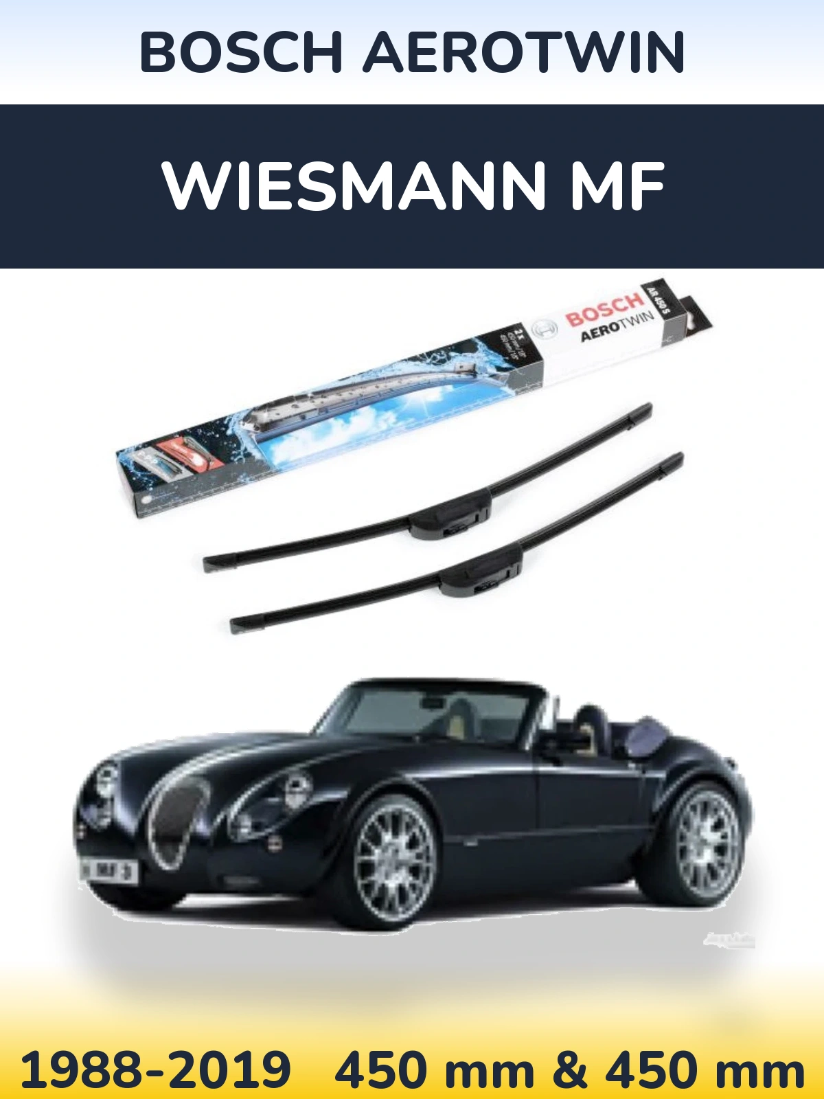 Комплект передних дворников BOSCH AeroTwin 450 & 450 мм для Wiesmann MF 1988-2019