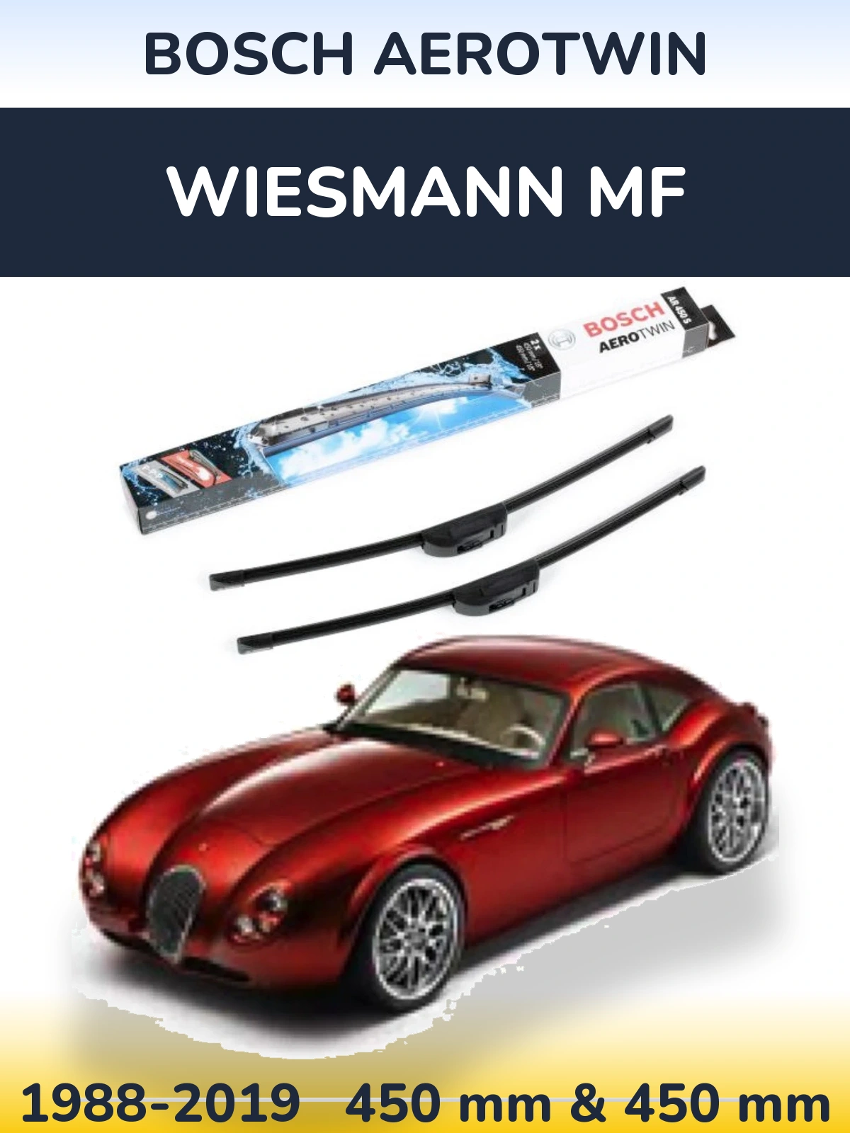 Комплект передних дворников BOSCH AeroTwin 450 & 450 мм для Wiesmann MF 1988-2019