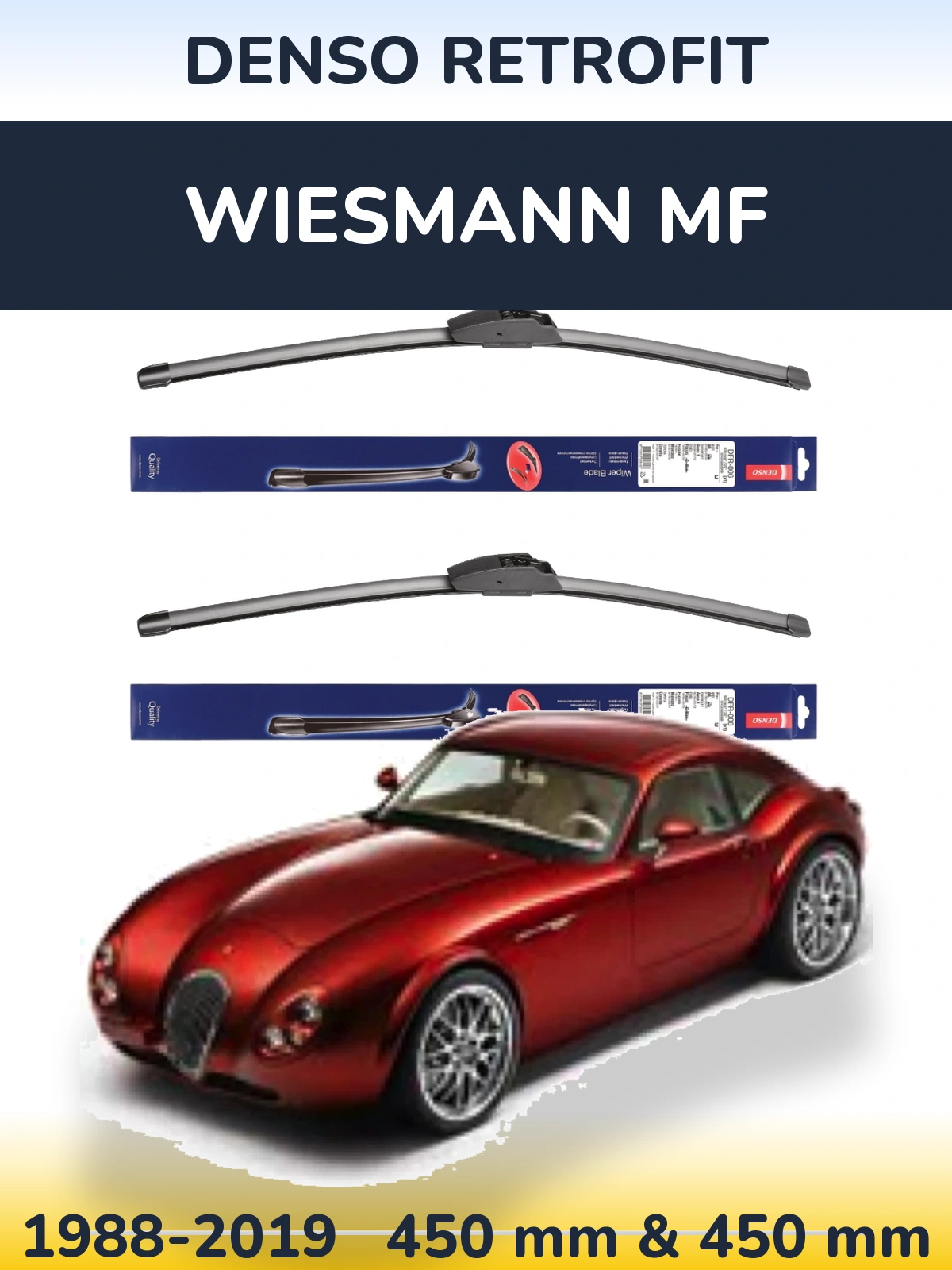 Komplet przednich wycieraczek Denso Retrofit 450 & 450 mm do Wiesmann MF 1988-2019
