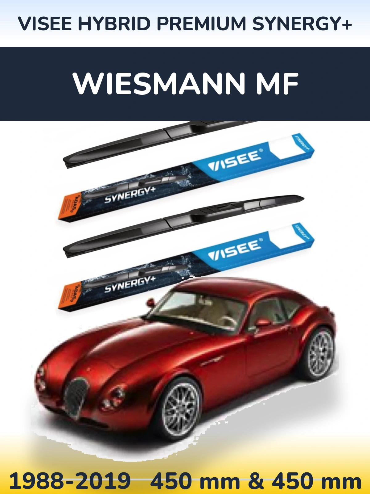 Комплект передних дворников VISEE HYBRID PREMIUM SYNERGY+ 450 & 450 мм для Wiesmann MF 1988-2019
