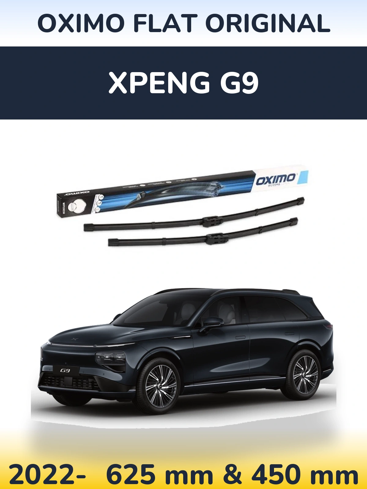 Комплект передних дворников Oximo Flat Original 600 & 450 мм для XPENG G9 2022-2026