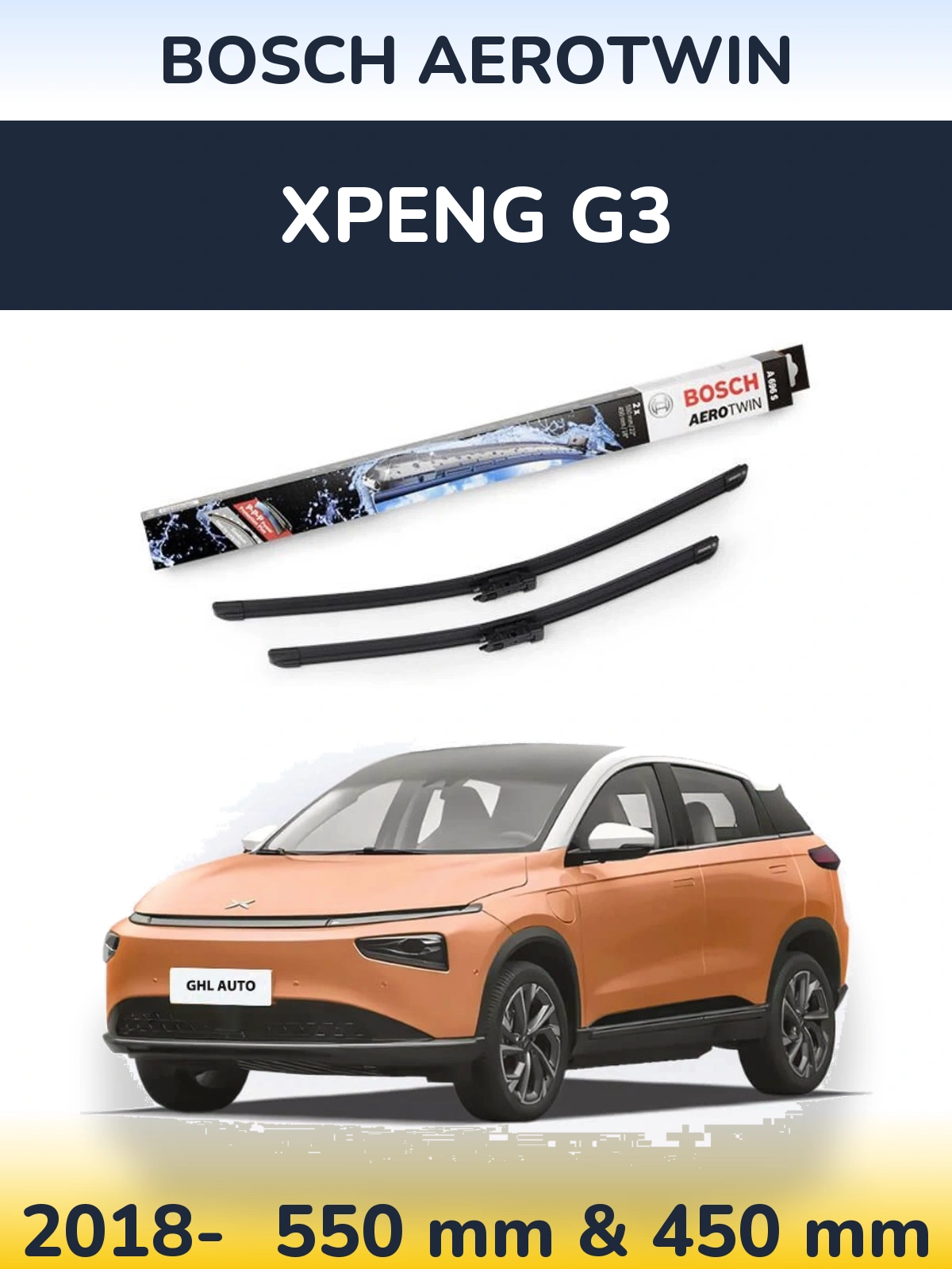 Komplet przednich wycieraczek BOSCH AeroTwin 550 & 450 mm do XPENG G3 2018-2026