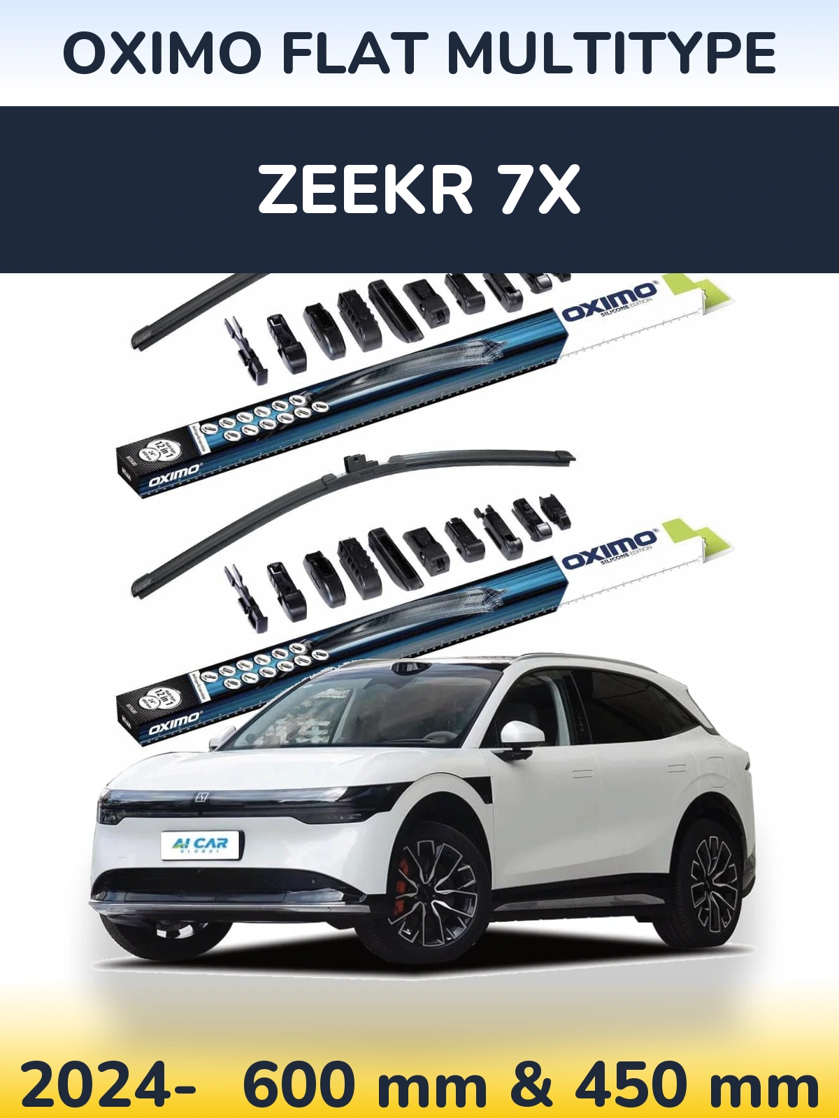 Комплект передних дворников Oximo Flat MultiТипe 600 & 450 мм для Zeekr 7X 2024-2026