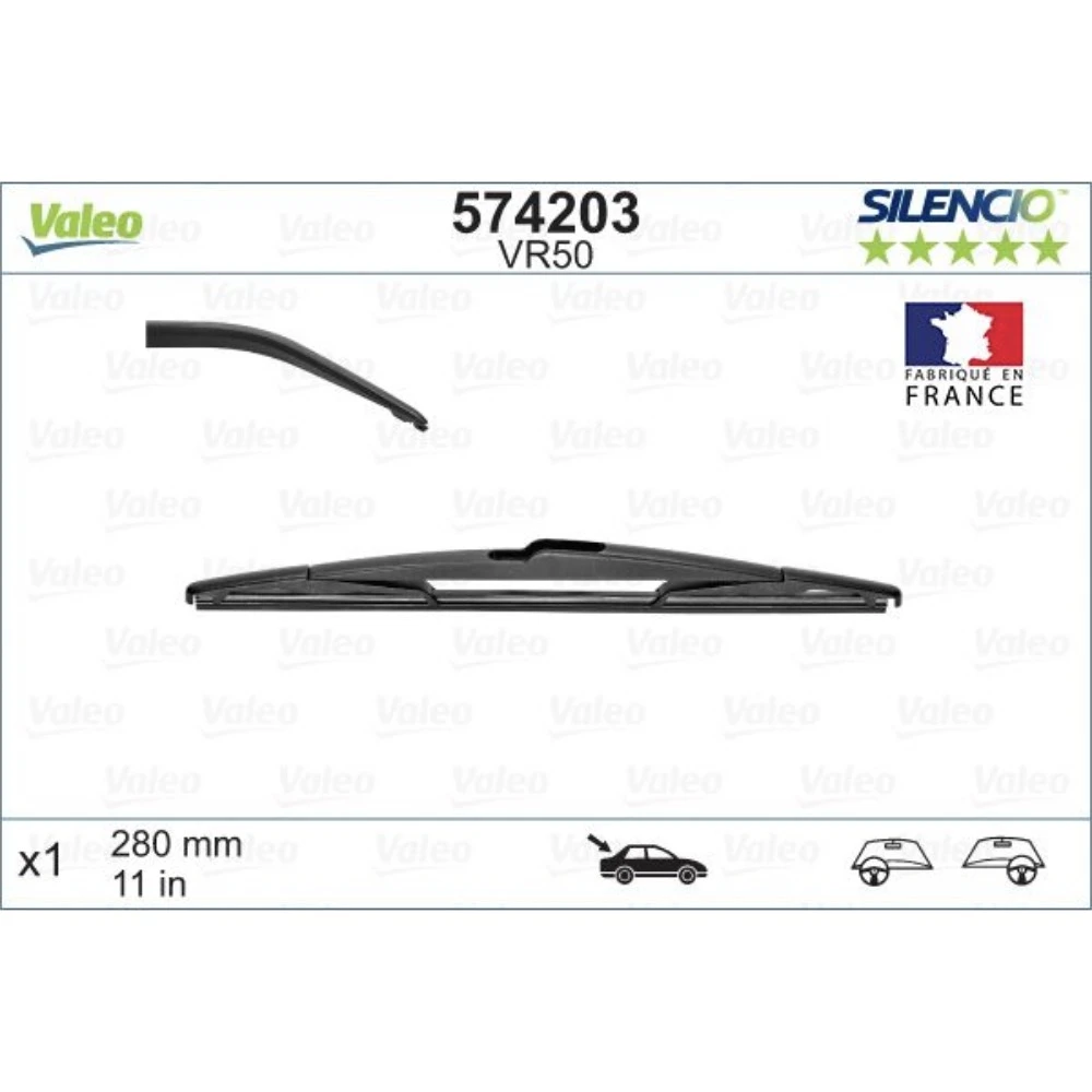 Rear wiper blade Valeo Silencio Rear 280 mm for Renault Espace 5 2015-2023