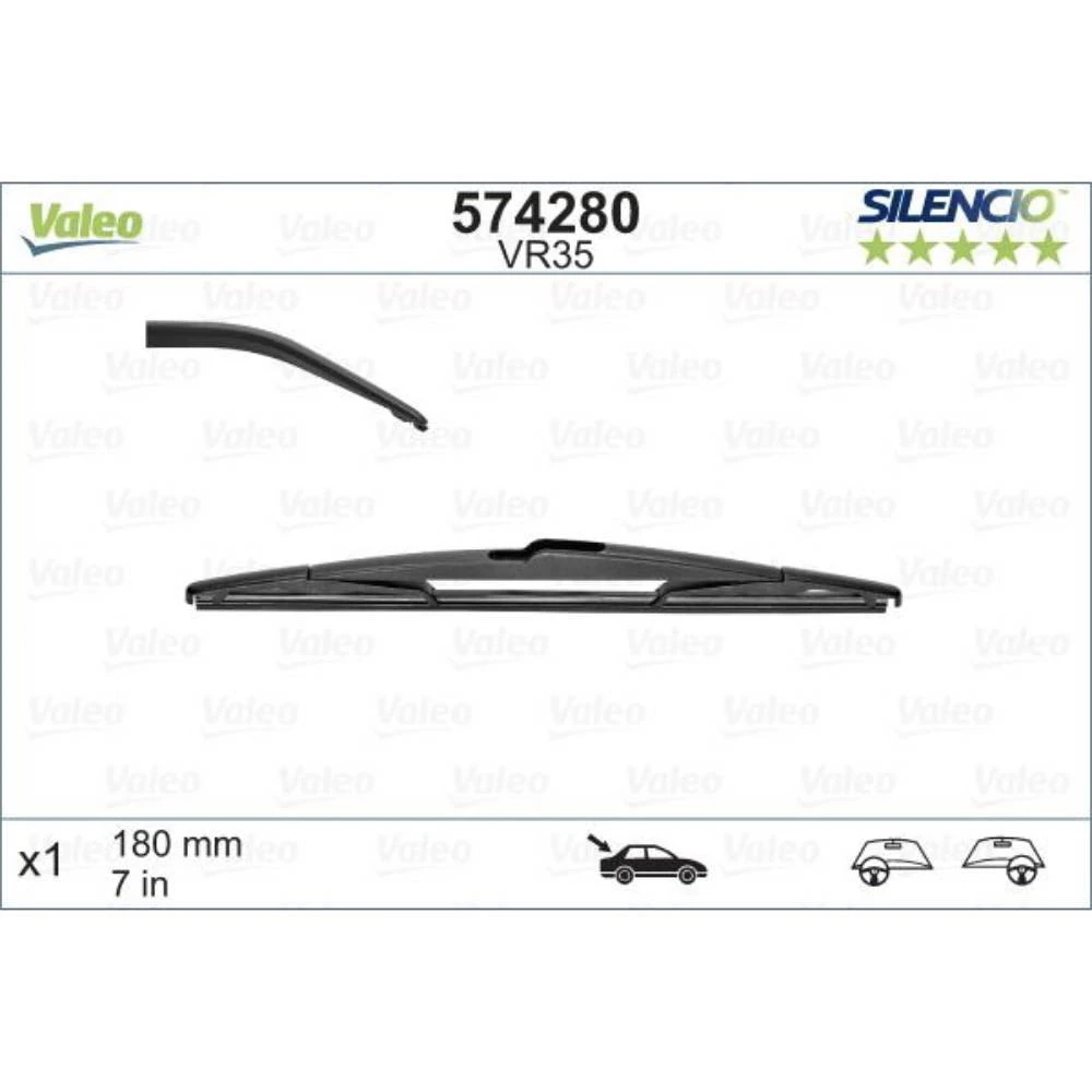 Rear wiper blade Valeo Silencio Rear 180 mm for Citroen DS5 2011-2019