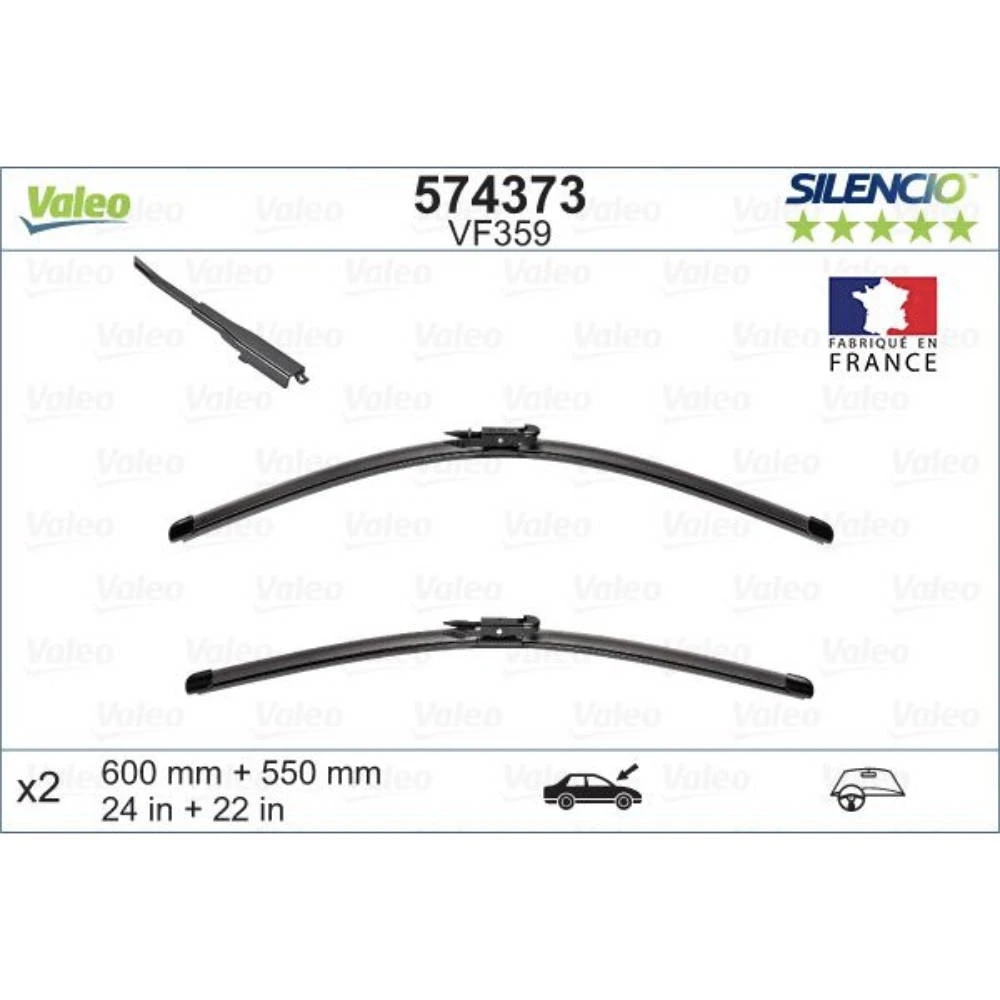 Komplet przednich wycieraczek Valeo Silencio Flat 600 & 550 mm do Buick Lucerne 2006-2011