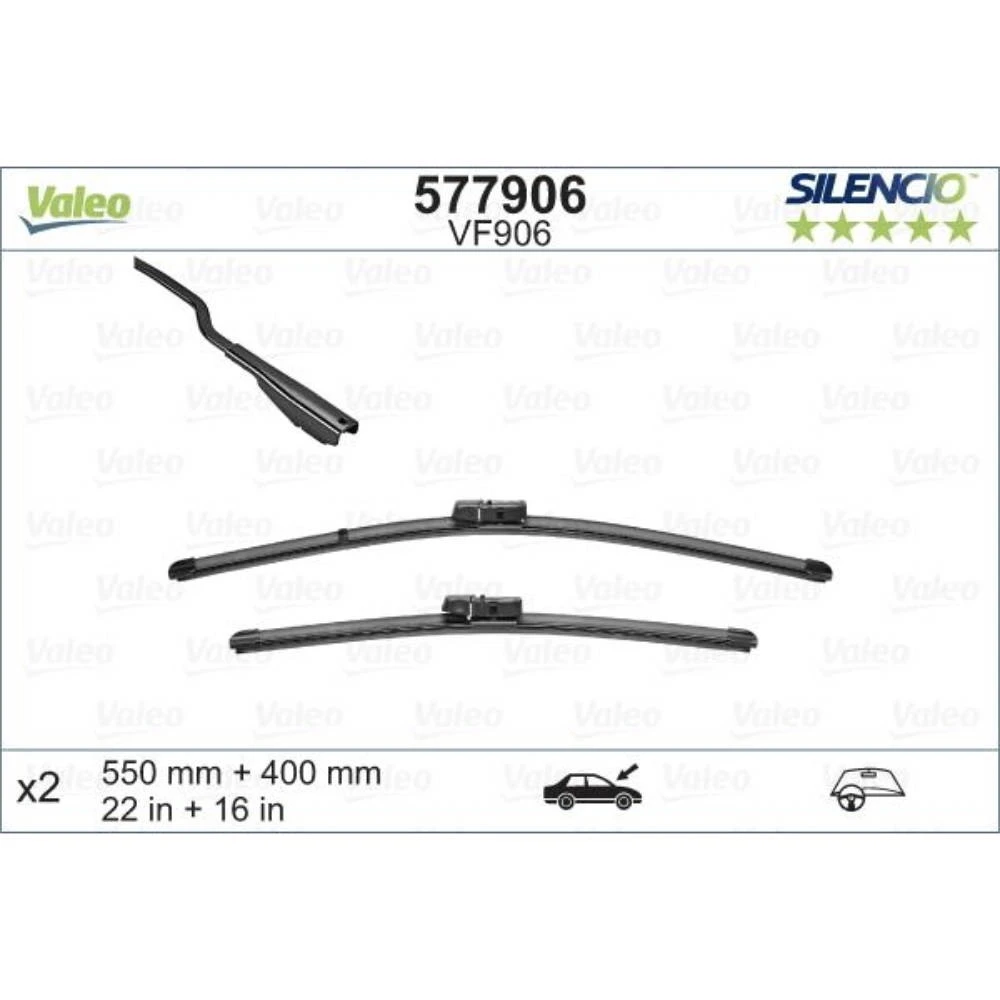 Komplet przednich wycieraczek Valeo Silencio Flat 550 & 400 mm do Ford EcoSport 2 2012-2016