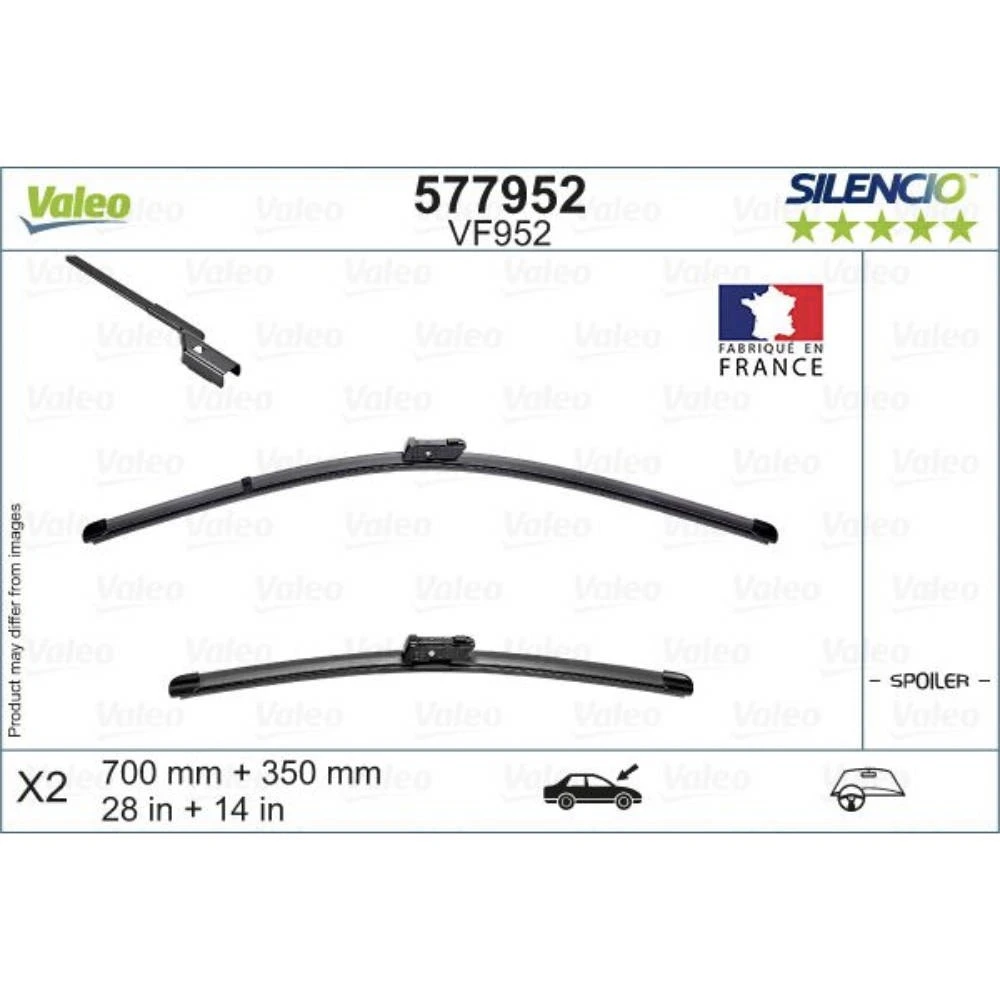 Комплект передних дворников Valeo Silencio Flat 700 & 350 мм для Renault Captur 2019-2026