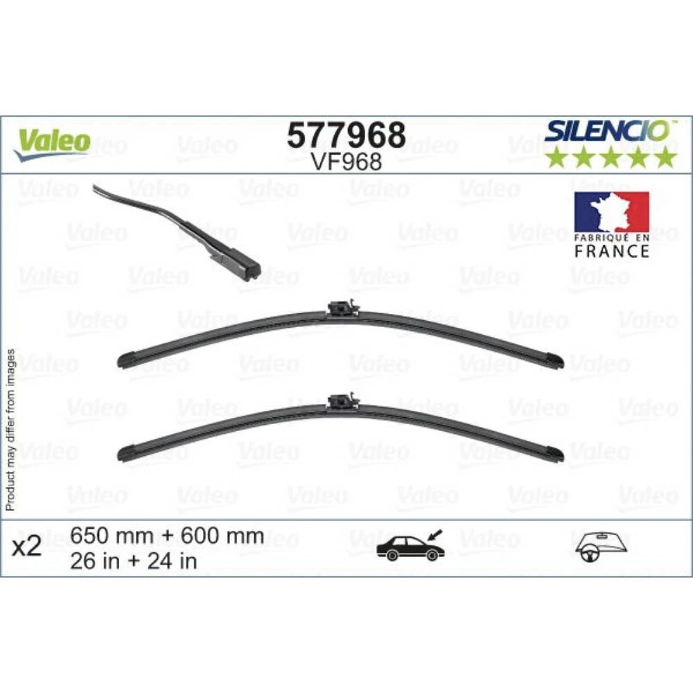 Front wiper blade set Valeo Silencio Flat 650 & 600 mm for Mercedes Sprinter 2018-2026