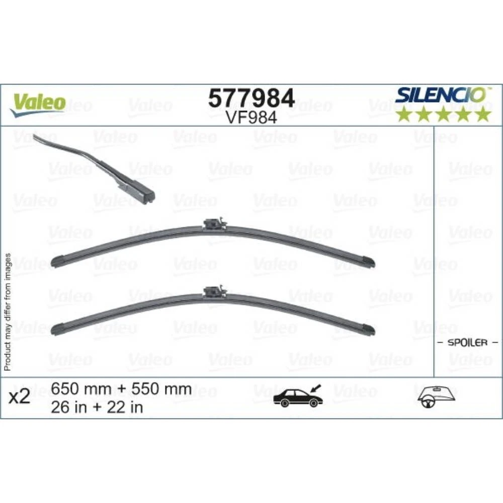 Komplet przednich wycieraczek Valeo Silencio Flat 650 & 550 mm do Maybach GLS 2019-2026