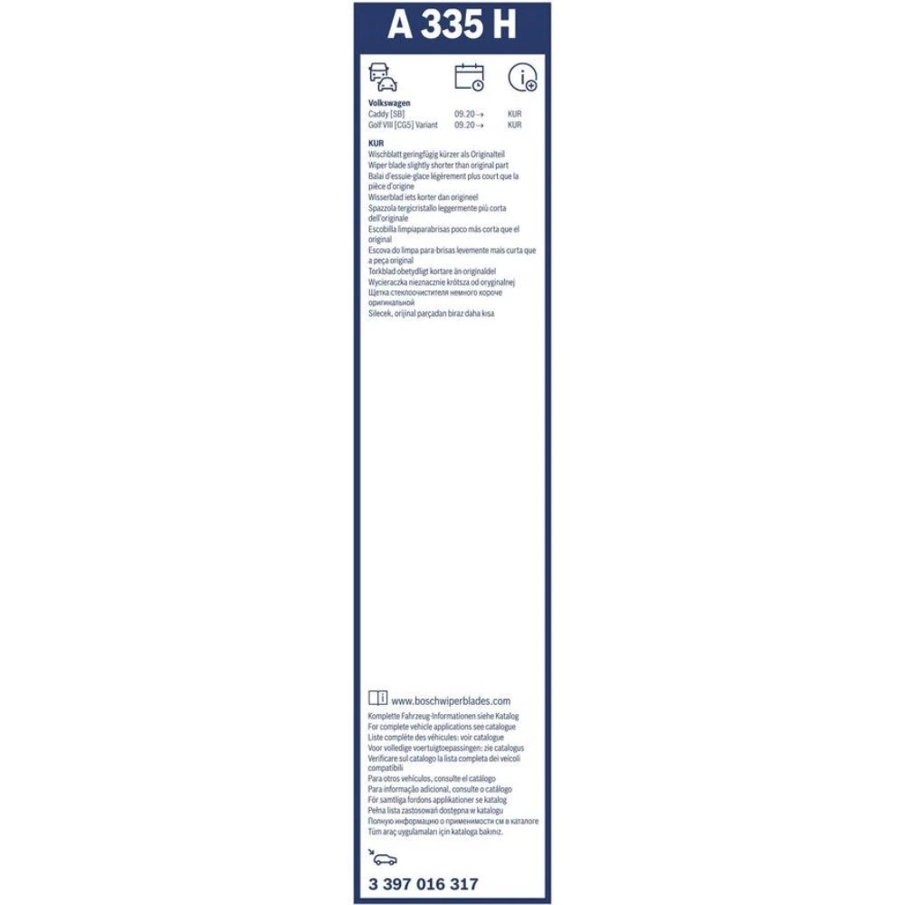 Tylna wycieraczka BOSCH Rear 330 mm do Volkswagen Caddy 4 2020-2026