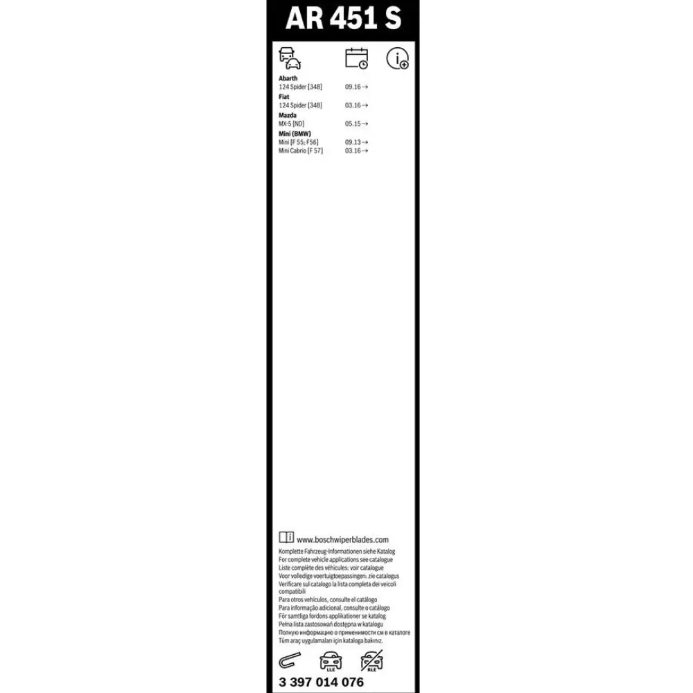 Komplet przednich wycieraczek BOSCH AeroTwin 450 & 475 mm do MINI One 2013-2021