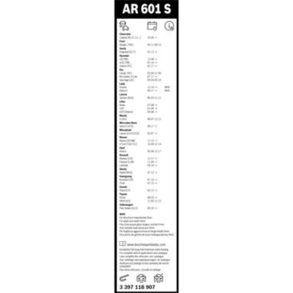 Komplet przednich wycieraczek BOSCH AeroTwin 600 & 400 mm do Dodge Caliber 2006-2012
