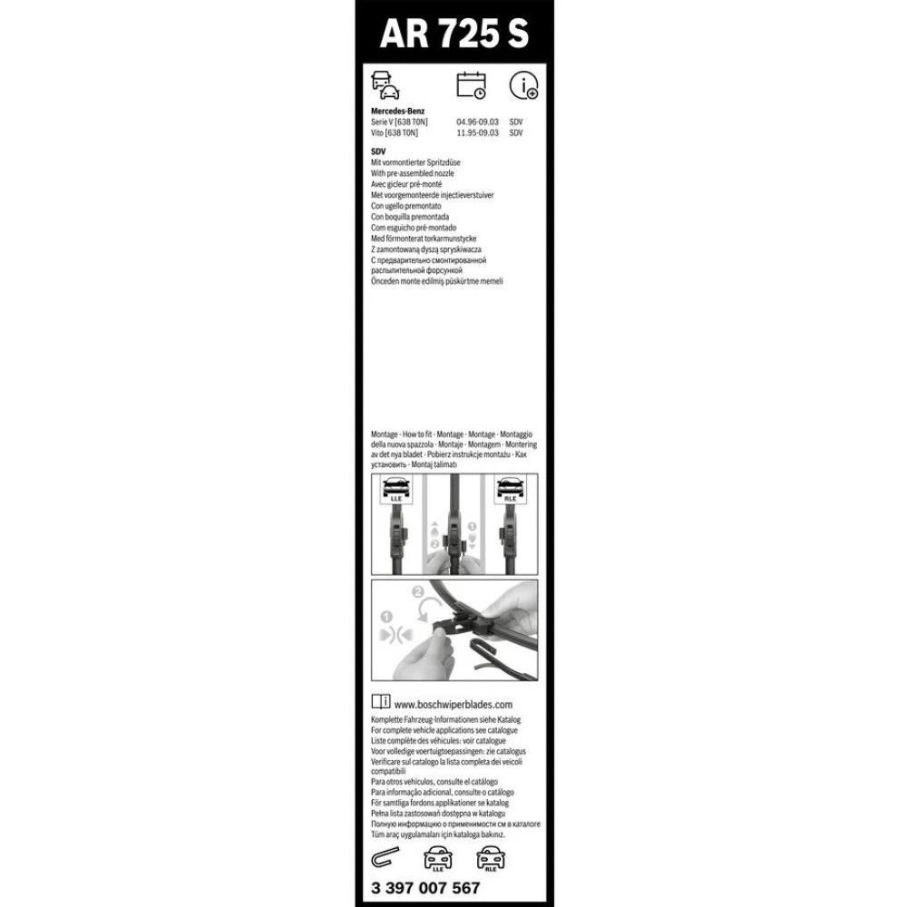Komplet przednich wycieraczek BOSCH AeroTwin 650 & 550 mm do Mercedes Vito 1995-2003
