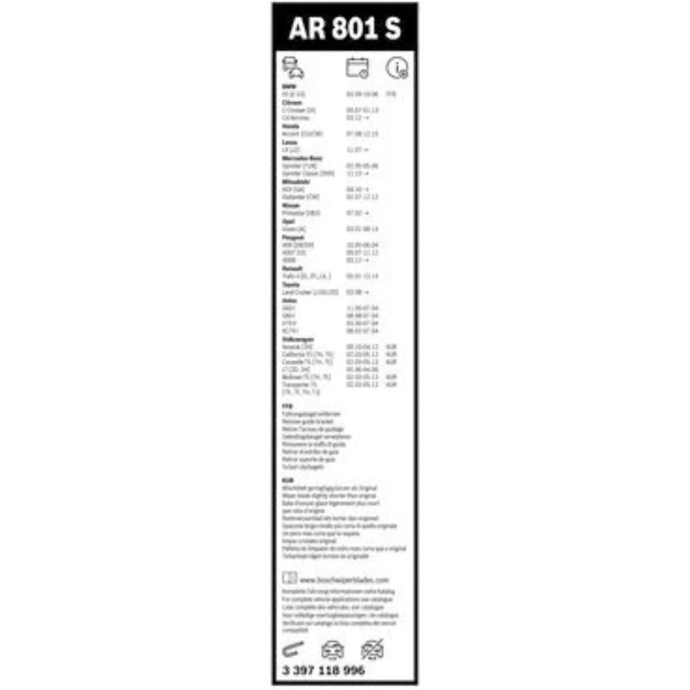 Komplet przednich wycieraczek BOSCH AeroTwin 600 & 530 mm do Honda Pilot 1 2003-2008