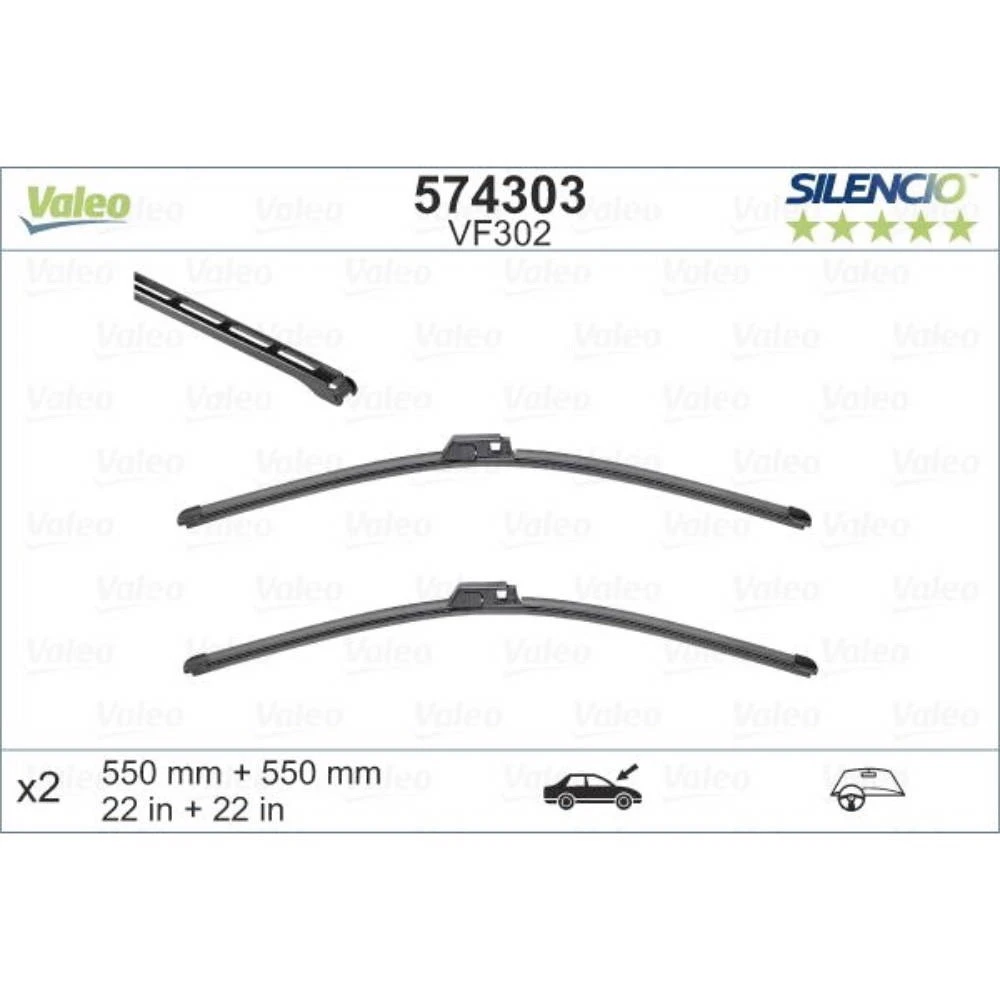 Komplet przednich wycieraczek Valeo Silencio Flat 550 & 550 mm do Audi A4 2003-2008