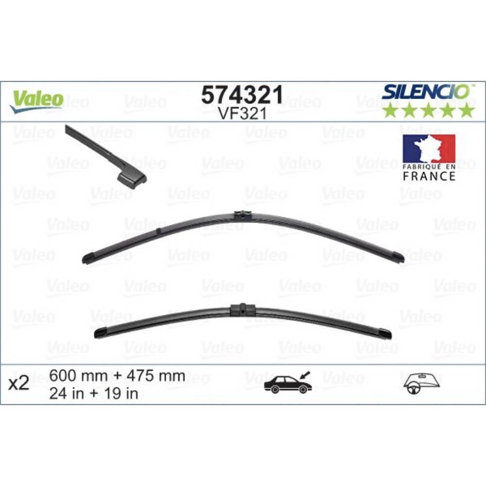 Komplet przednich wycieraczek Valeo Silencio Flat 600 & 475 mm do BMW Seria 3 2005-2009