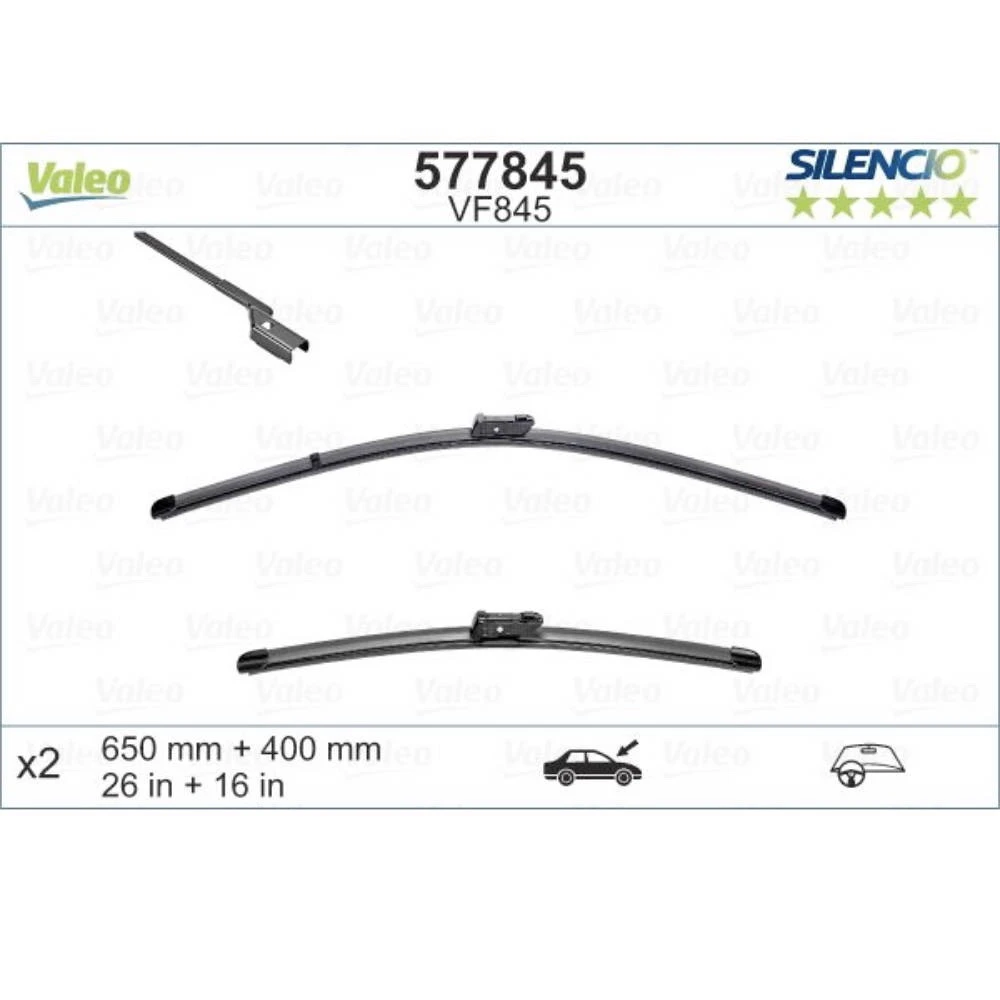 Komplet przednich wycieraczek Valeo Silencio Flat 650 & 400 mm do Toyota Avensis 3 2015-2018