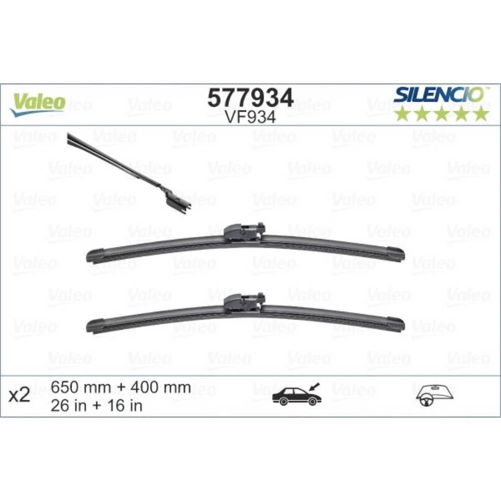 Комплект передних дворников Valeo Silencio Flat 650 & 400 мм для Subaru Legacy 7 2019-2026