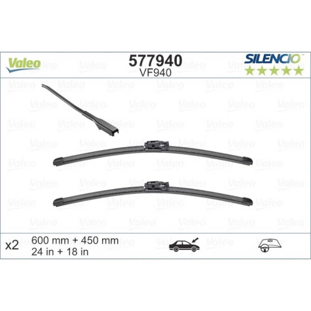 Wiper blades Valeo Silencio Flat for Renault Duster