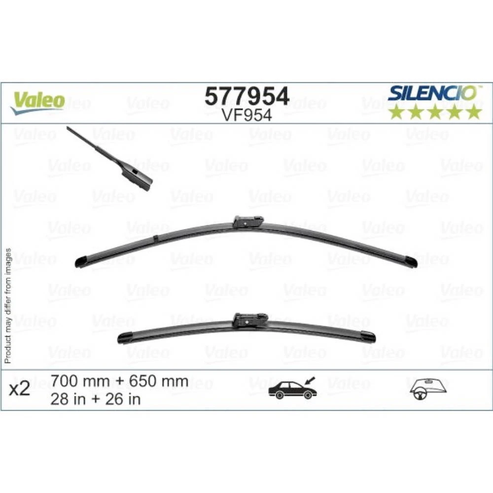 Front wiper blade set Valeo Silencio Flat 700 & 650 mm for Volkswagen Crafter 2 2016-2026